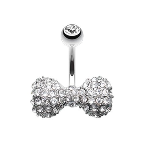 Clear Multi Gem Sparkle Bow-Tie Belly Button Ring