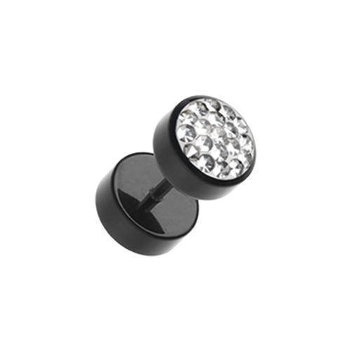 Clear Multi-Sprinkle Dot Multi Gem Black UV Fake Plug - 1 Pair