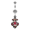 Clear Nautical Star Anchor Belly Button Ring