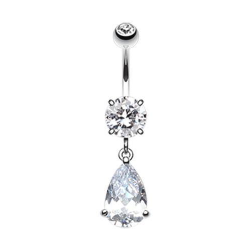 Clear Opulant Droplet Belly Button Ring