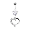 Clear Opulant Gem Heart Belly Button Ring