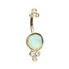 Clear/Pacific Opal Golden Crop Circles Ornate Belly Button Ring