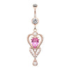 Clear/Pink Rose Gold Princess Beloved Heart Belly Button Ring