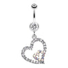 Clear Precious Hearts Sparkle Belly Button Ring