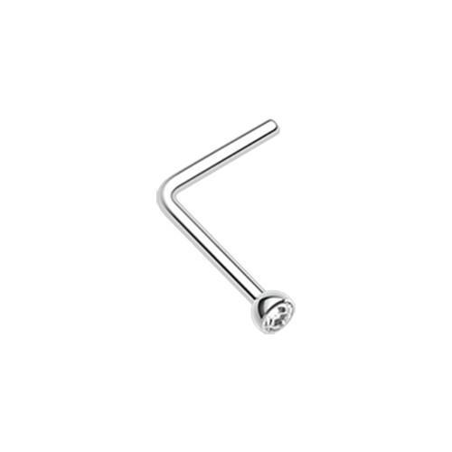 Nose Ring - L-Shaped Nose Ring Clear Press Fit Gem Top L-Shaped Nose Ring -Rebel Bod-RebelBod