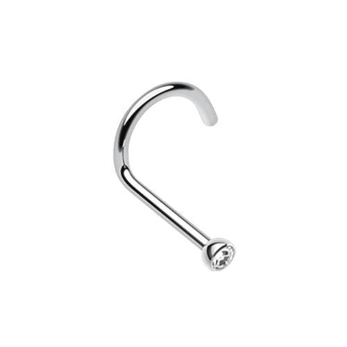 Nose Ring - Nose Screw Clear Press Fit Gem Top Steel Nose Screw Ring -Rebel Bod-RebelBod