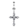 Clear Princess Cut Cross Sparkle Belly Button Ring