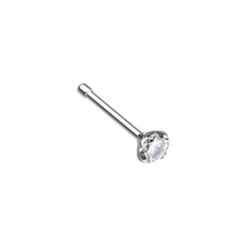 20g 0.8mm Clear Prong Set Gem Top Nose Stud Ring 20 Gauge 0.8mm 9/32 7mm 1/8 3mm