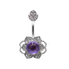 Clear/Purple Antique Georgian Flower Belly Button Ring