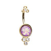 Clear/Purple Golden Crop Circles Opal Belly Button Ring