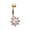 Clear/Purple Golden Luxuriant Spring Flower Belly Button Ring