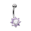 Clear/Purple Luxuriant Spring Flower Belly Button Ring