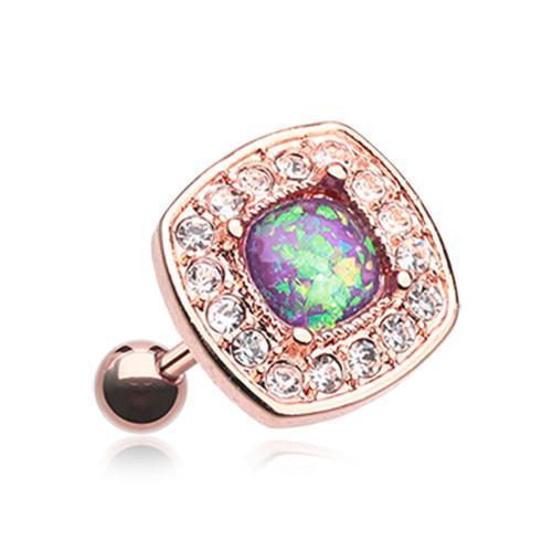 Clear/Purple Rose Gold Opal Sparkle Essentia Tragus Cartilage Barbell Earring - 1 Piece