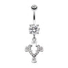 Clear Radiant Cross Belly Button Ring