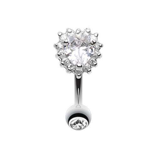 Clear Radiant Heart Reverse Belly Button Ring