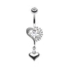 Clear Romantic Double Heart w/ Star Belly Button Ring