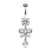 Clear Romantic Gem Bow-Tie Belly Button Ring