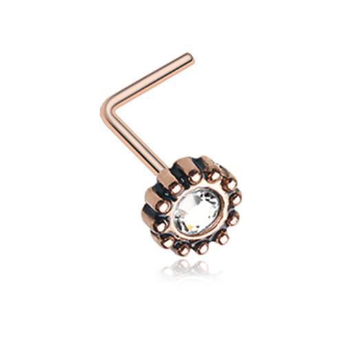 Clear Rose Gold Aira Filigree Sparkle Icon L-Shaped Nose Ring