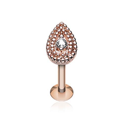 Clear Rose Gold Aria Sparkle Teardrop Labret