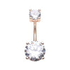 Clear Rose Gold Classic Sparkle Prong Set Belly Button Ring