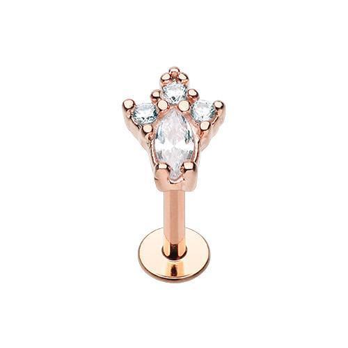 Labret Studs Clear Rose Gold Classy Victorian CZ Top Steel Labret -Rebel Bod-RebelBod