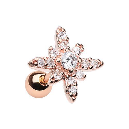Clear Rose Gold Dainty Twinkle Star Tragus Cartilage Barbell Earring - 1 Piece