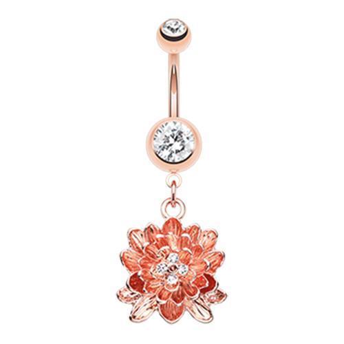 Clear Rose Gold Divine Lotus Belly Button Ring