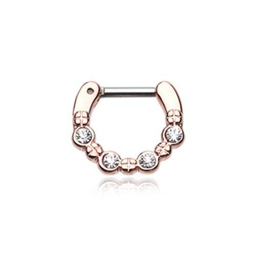 Clear Rose Gold Elan Multi-Gem Septum Clicker / Daith Clicker - 1 Piece