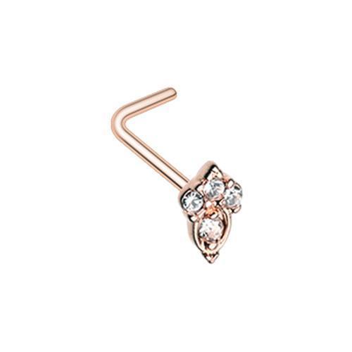 Clear Rose Gold Elegant Victorian L-Shape Nose Ring