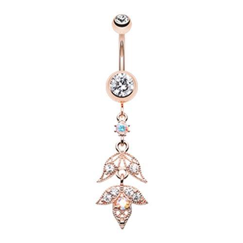 Clear Rose Gold Falling for You Belly Button Ring