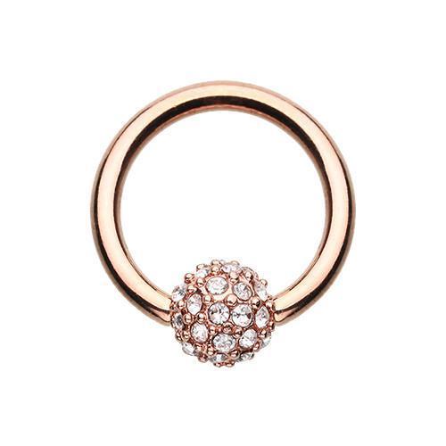 Clear Rose Gold Full Dome Pave Captive Bead Ring