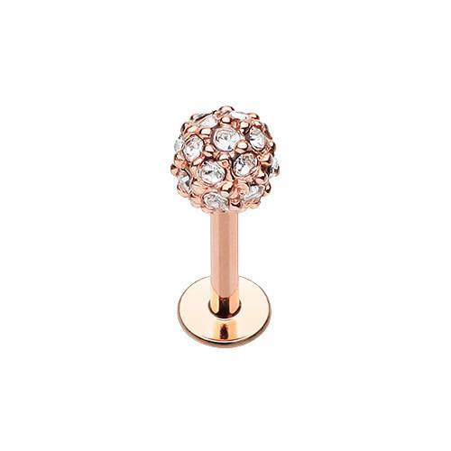 Clear Rose Gold Full Dome Pave Top Labret