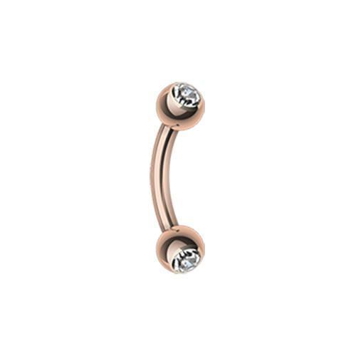 Clear Rose Gold Gem Ball Curved Barbell Eyebrow Ring