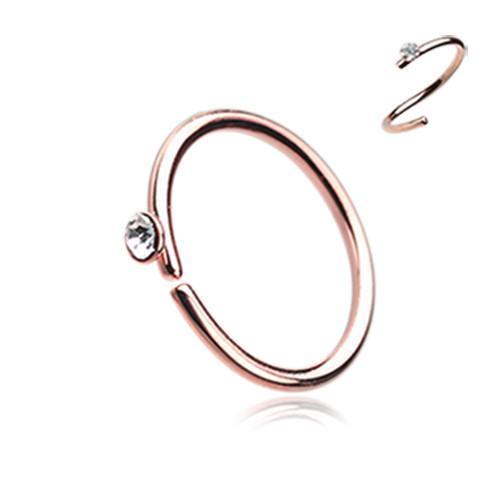 Clear Rose Gold Gem Top Bendable Nose Hoop Rebel Bod