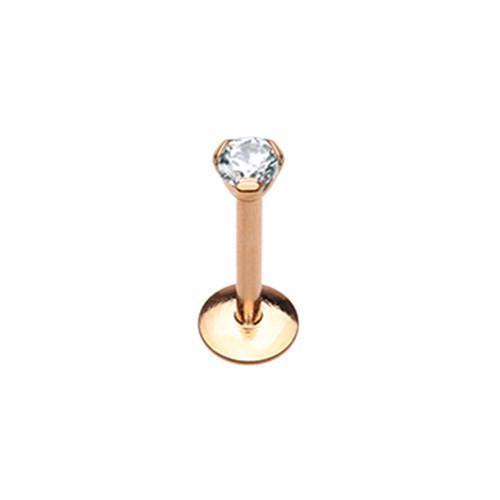 Clear Rose Gold Gem Top Prong Set Labret