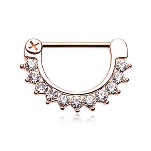 Clear Rose Gold Nipple Clicker Glistening Multi-Gem - 1 Piece