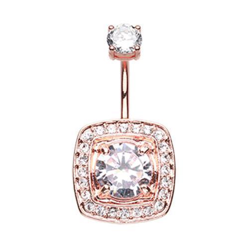 Clear Rose Gold Grand Essentia Belly Button Ring