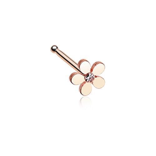Clear Rose Gold Grand Plumeria Nose Stud Ring