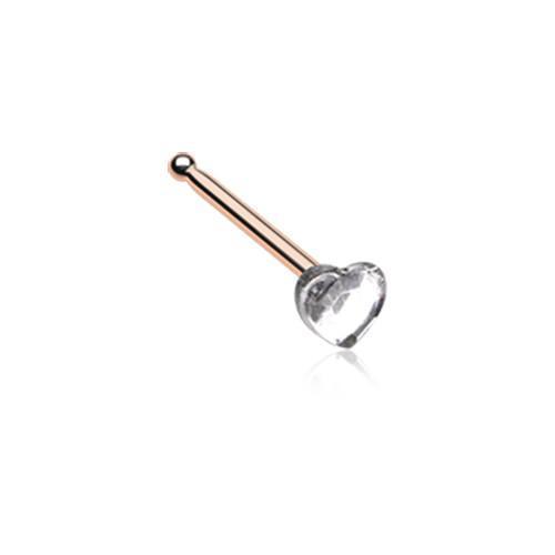 Clear Rose Gold Heart Sparkle Nose Stud Ring