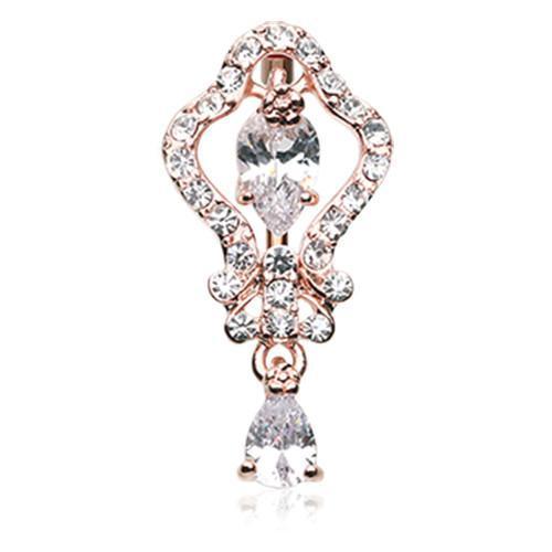 Clear Rose Gold Hera Sparkle Reverse Belly Button Ring