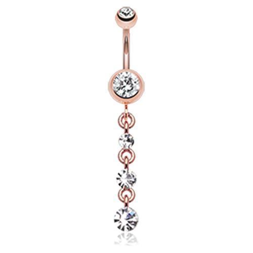 Clear Rose Gold Journey Sparkle Belly Button Ring