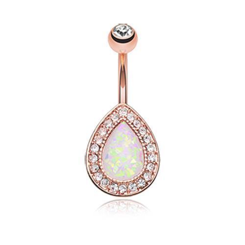 Clear Rose Gold Opal Avice Belly Button Ring