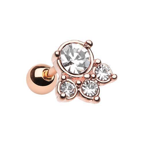 Clear Rose Gold Royal Majestic Tragus Cartilage Barbell Earring - 1 Piece