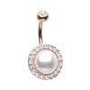 Clear Rose Gold Royal Supreme Jewelled Pearl Belly Button Ring