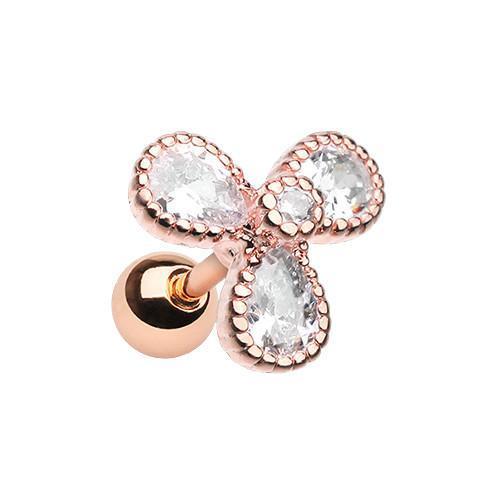 Clear Rose Gold Shimmering Propellar Tragus Cartilage Barbell Earring - 1 Piece
