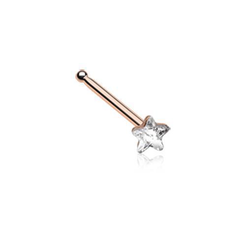 Clear Rose Gold Star Sparkle Nose Stud Ring