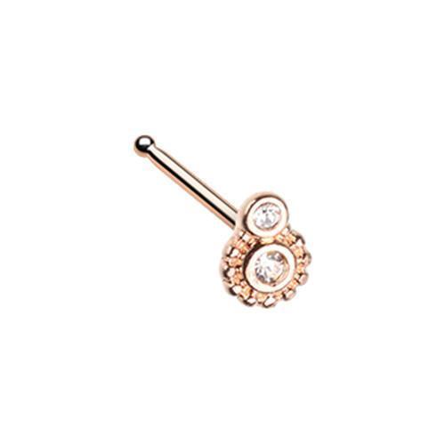 Clear Rose Gold Steampunk Gear Nose Stud Ring