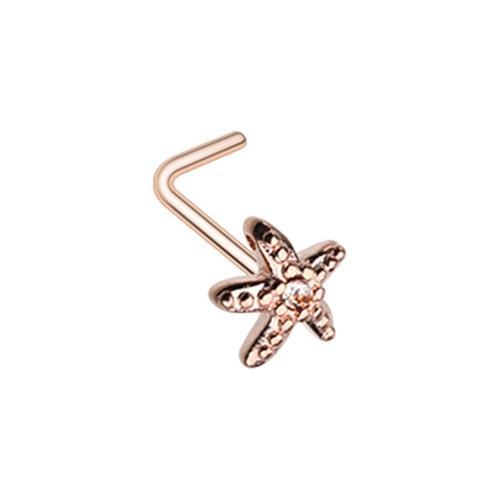 Clear Rose Gold Wish upon a Starfish L-Shape Nose Ring