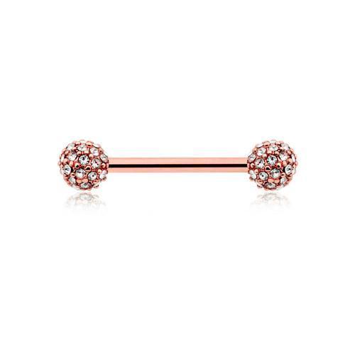 Clear Rose Pave Diamond Full Dome Cluster Nipple Barbell - 1 Piece