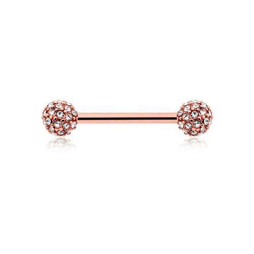 Clear Rose Pave Diamond Full Dome Cluster Nipple Barbell Ring - 1 Piec -  Rebel Bod